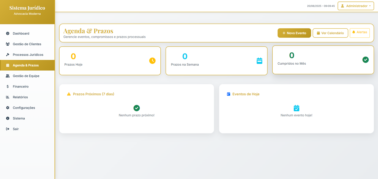 Agenda de compromissos do sistema de advocacia