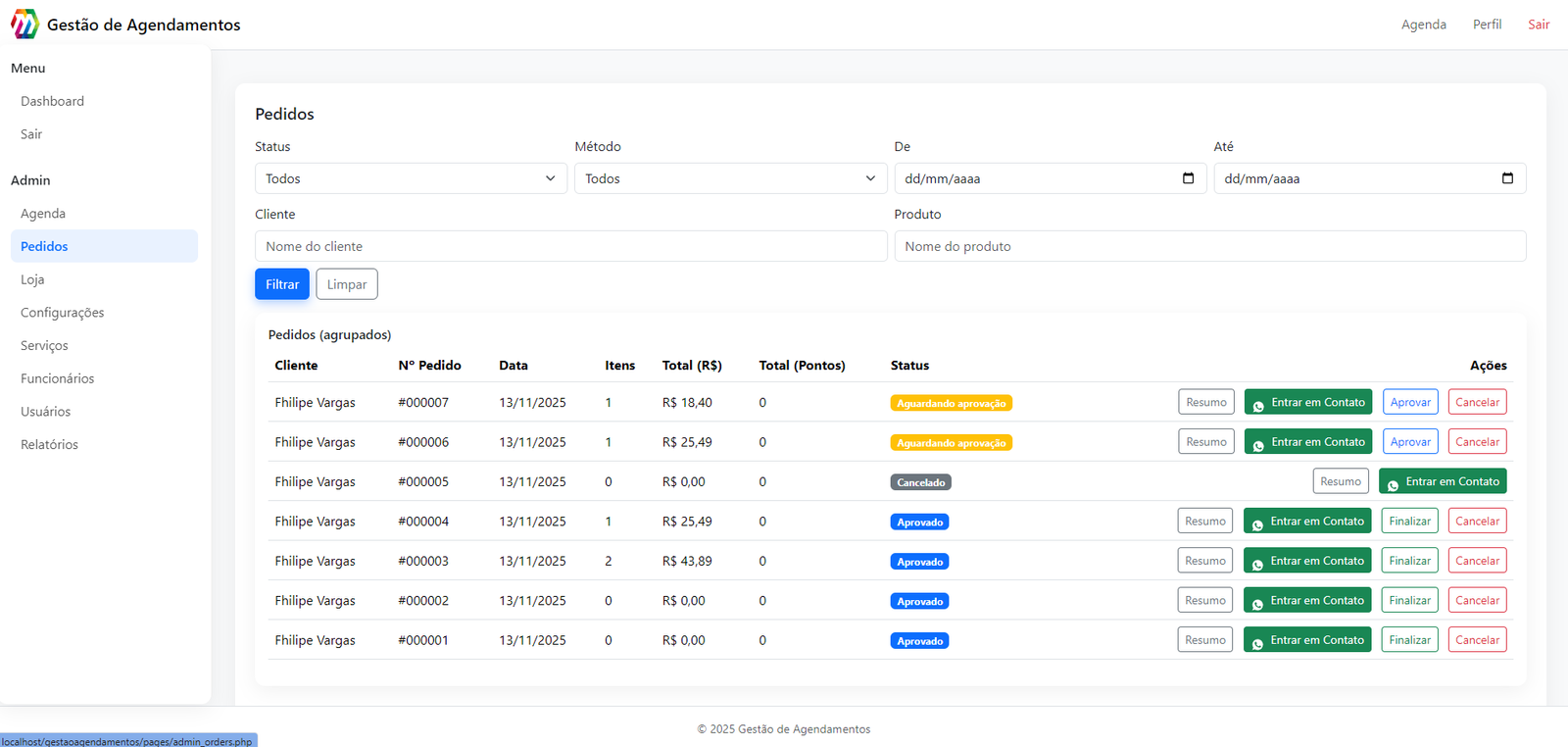Lembretes e confirmações automáticas