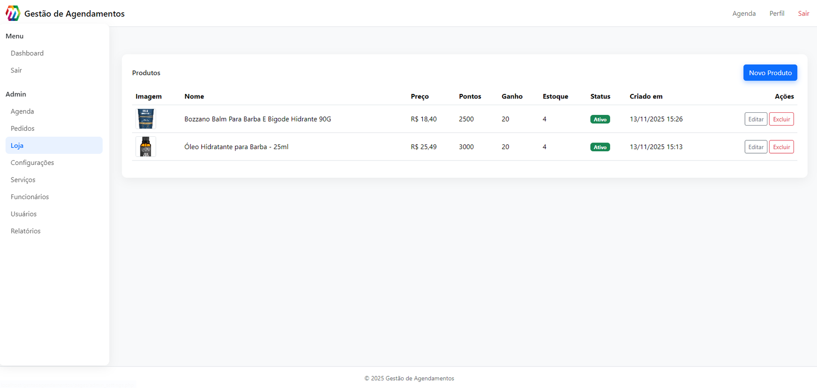 Loja online e controle de estoque